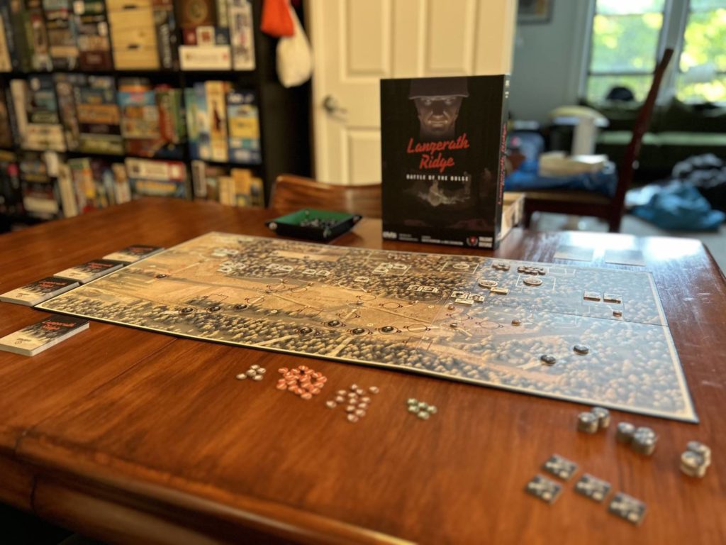 The board and tokens laid out on the table.